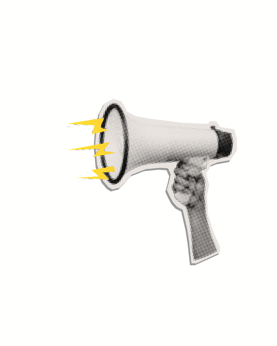 Megáfono halftone con rayos amarillos